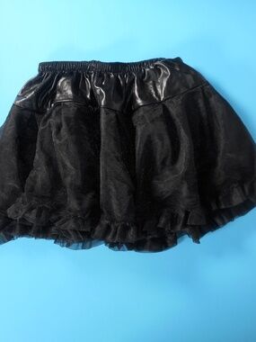 Punk Gothic Black Net Ruffle Sz XS S Mini Skirt Grunge Halloween Party Club Rock